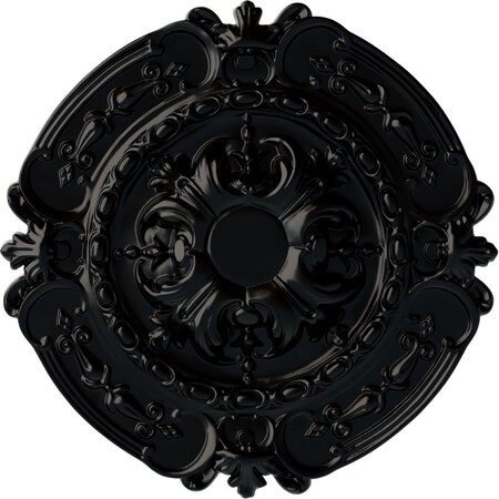 Ekena Millwork Southampton Ceiling Medallion (Fits Canopies up to 2 3/4"), 16 3/8"OD x 1 3/4"P, Jet Black CM17SOBLF